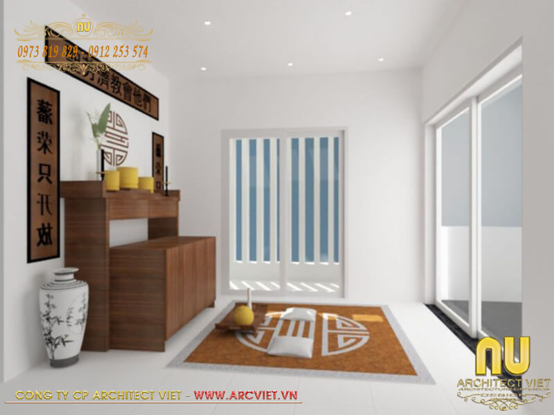 Thiết kế nội thất phòng thờ mẫu nhà lệch tầng 4x13 mẫu nhà lệch tầng 4x13