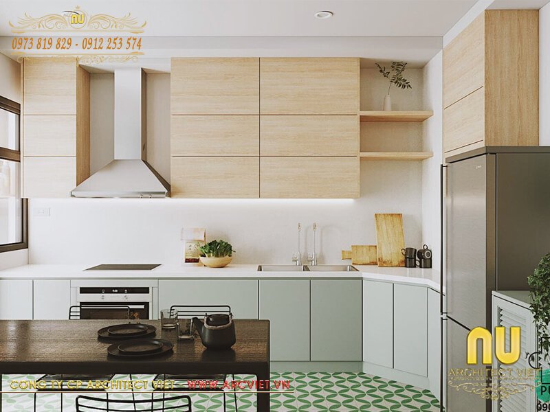 Thiết kế nội thất mẫu nhà ống 5m x20m - phòng bếp ăn tiện nghi Thiết kế nội thất phòng bếp ăn tiện nghi
