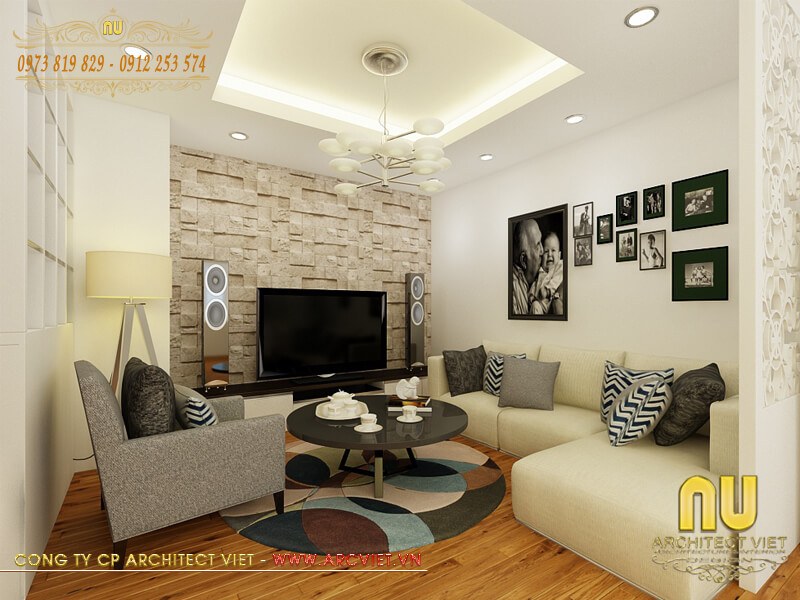 Nội thất phòng khách mẫu nhà ống 6x18 đẹp 4 tầng tân cổ điển có gara mẫu nhà ống 6x18 đẹp