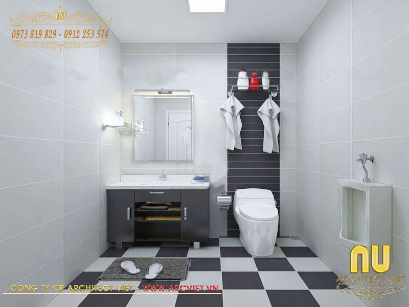 Thiết kế nội thất nhà tắm kết hợp vệ sinh mẫu nhà 3 tầng 6x17m nhà 3 tầng 6x17m