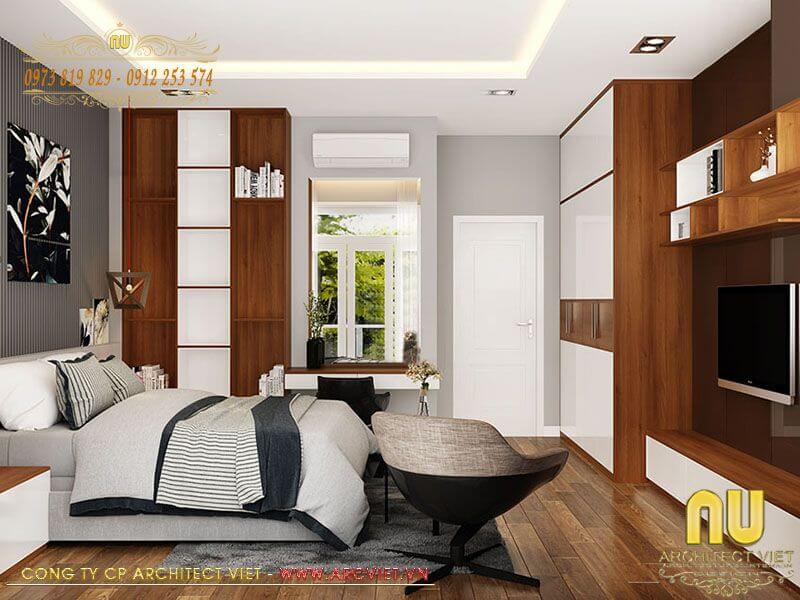 Không gian nội thất phòng ngủ master mẫu nhà 3 tầng 6x17m nhà 3 tầng 6x17m
