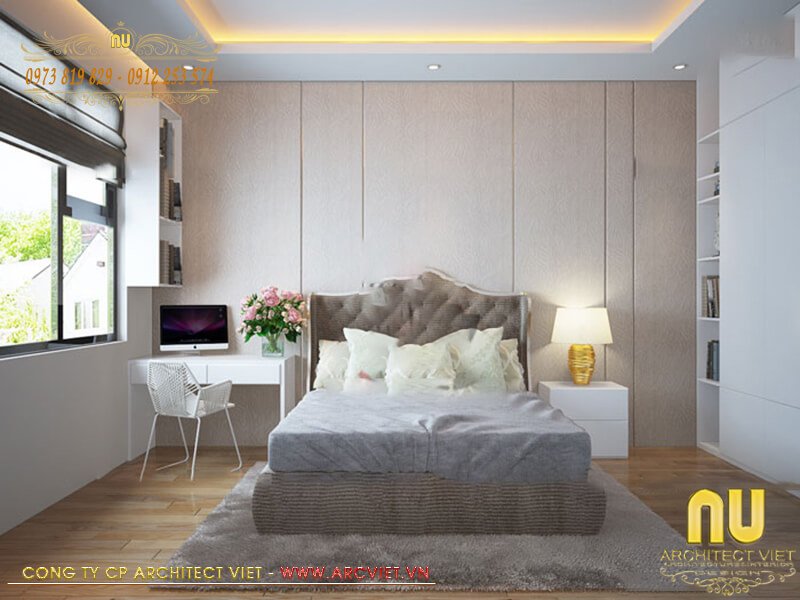 Thiết kế nội thất nhà 3 tầng 8x15m - phòng ngủ master nhà 3 tầng 8x15m