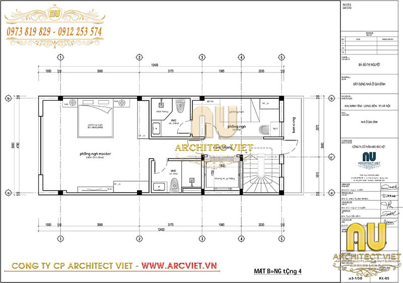 Bản vẽ thiết kế mặt bằng tầng 3 và tầng 4 nhà lô phố kiến trúc pháp nhà lô phố kiến trúc pháp