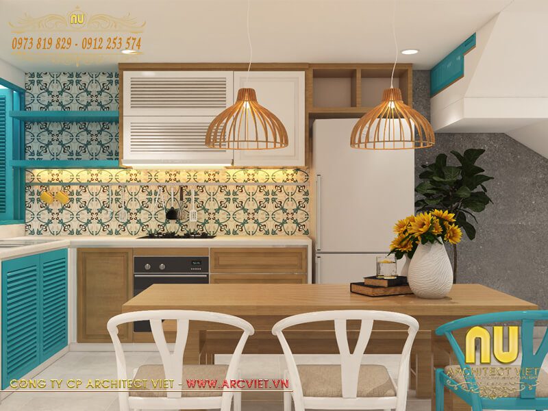 Thiết kế nội thất nhà phố 3 tầng mặt tiền 8m - bếp ăn nhà phố 3 tầng mặt tiền 8m