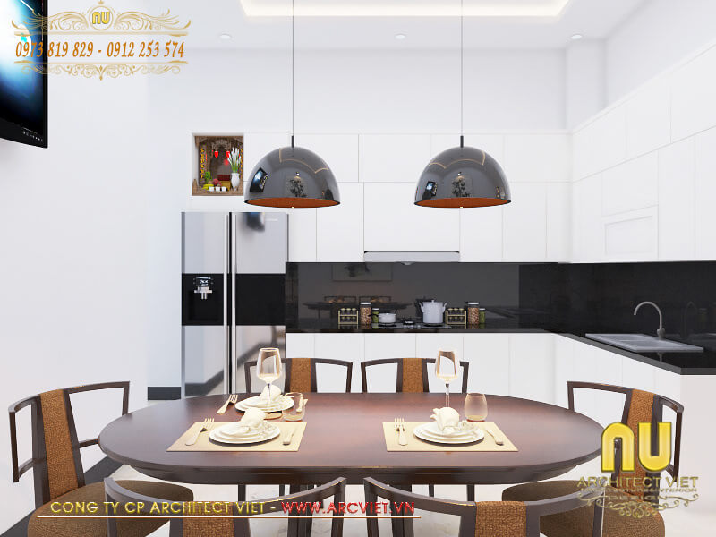 Không gian nội thất bếp ăn hiện đại tiện nghi