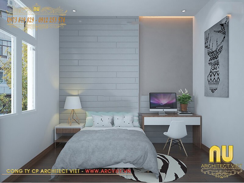 Xây nhà 2 tầng 5x15m - Phòng ngủ nhỏ dành cho con của gia chủ xây nhà 2 tầng 5x15m