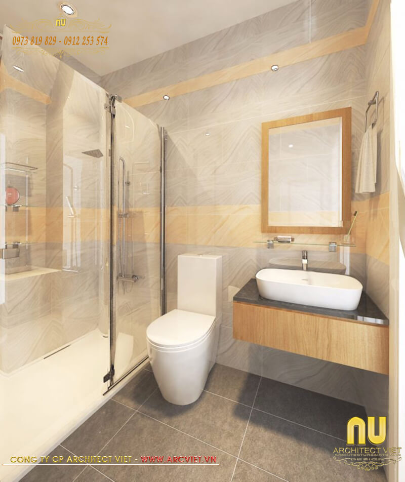 Xây nhà 2 tầng diện tích 5x12m - Nhà vệ sinh riêng khép kín trong phòng tiện dụng xây nhà 2 tầng diện tích 5x12m