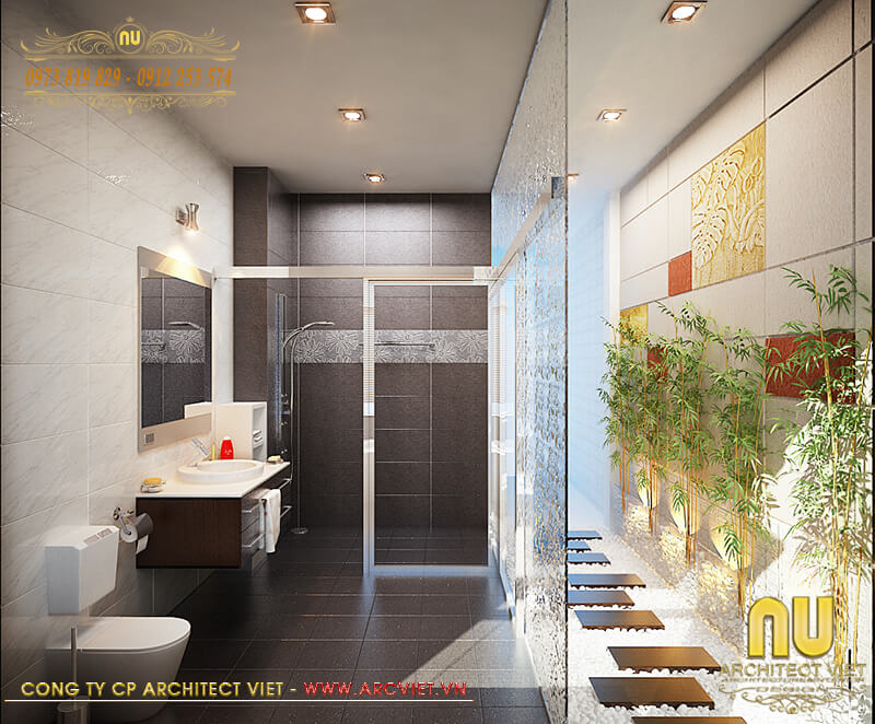 Xây nhà 3 tầng giá 800 triệu - Thiết kế nội thất nhà tắm kết hợp vệ sinh xây nhà 3 tầng giá 800 triệu