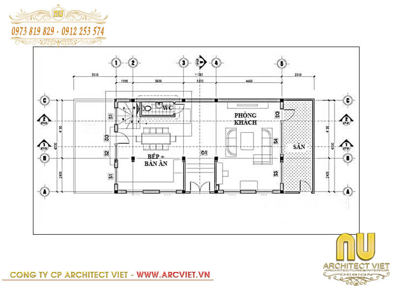 Bản vẽ mặt bằng thiết kế xây nhà 3 tầng giá 800 triệu tại tầng 1 xây nhà 3 tầng giá 800 triệu