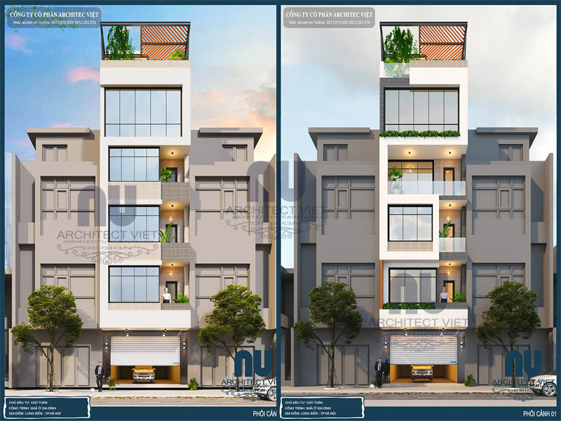 Công ty thiết kế nhà phố uy tín tại Hà Nội - Thiết kế nhà phố hiện đại 5 tầng đẹp chú Toản, Hà Nội công ty thiết kế nhà phố