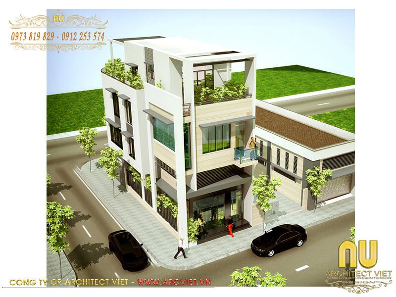 Công ty thiết kế nhà phố uy tín tại Hà Nội - Nhà phố 2 mặt tiền đẹp công ty thiết kế nhà phố