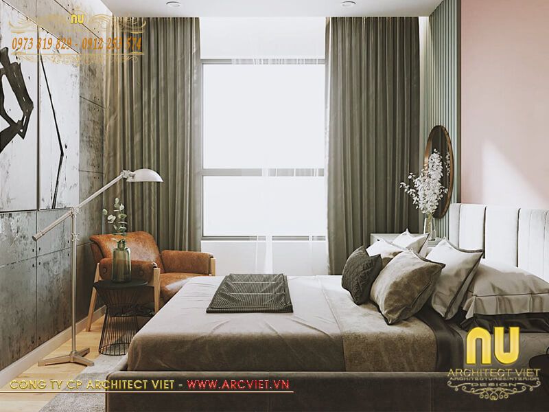 Thiết kế nội thất mẫu nhà 2 tầng 7x12m mái thái hiện đại - phòng ngủ mẫu nhà 2 tầng 7x12m