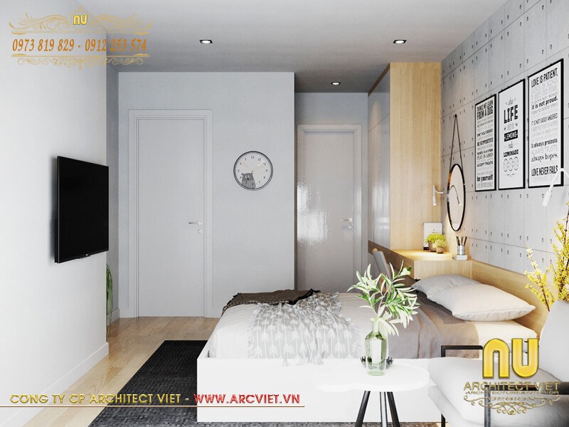 Không gian phòng ngủ mẫu nhà 2 tầng 7x12m mái thái hiện đại thoáng sáng và rộng rãi mẫu nhà 2 tầng 7x12m
