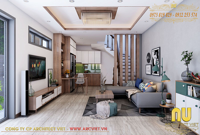 Thiết kế liên thông trong mẫu nhà phố 5x16m tạo cái nhìn xuyên suốt cho tổng thể mẫu nhà phố 5x16m