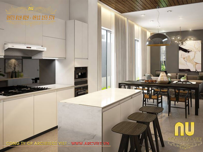 Bếp ăn mẫu thiết kế nhà lô góc đẹp được thiết kế với các trang thiết bị cao cấp mẫu thiết kế nhà lô góc đẹp