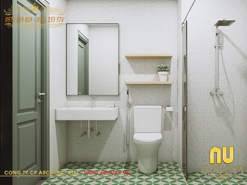 Thiết kế nội thất phòng tắm kết hợp vệ sinh