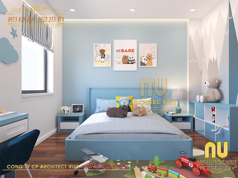 Thi công nhà phố 4 tầng tân cổ điển - thiết kế nội thất phòng ngủ con thi công nhà phố