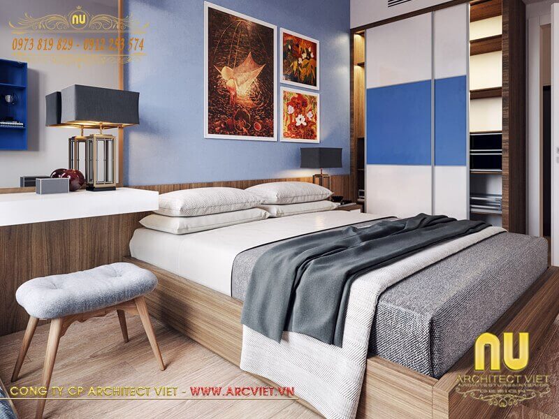 Thiết kế nội thất phòng ngủ mẫu thiết kế nhà 2 tầng 5x17m theo sở thích của chủ nhân thiết kế nhà 2 tầng 5x17m
