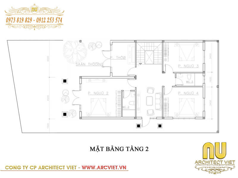 thiết kế nhà 2 tầng đẹp hiện đại