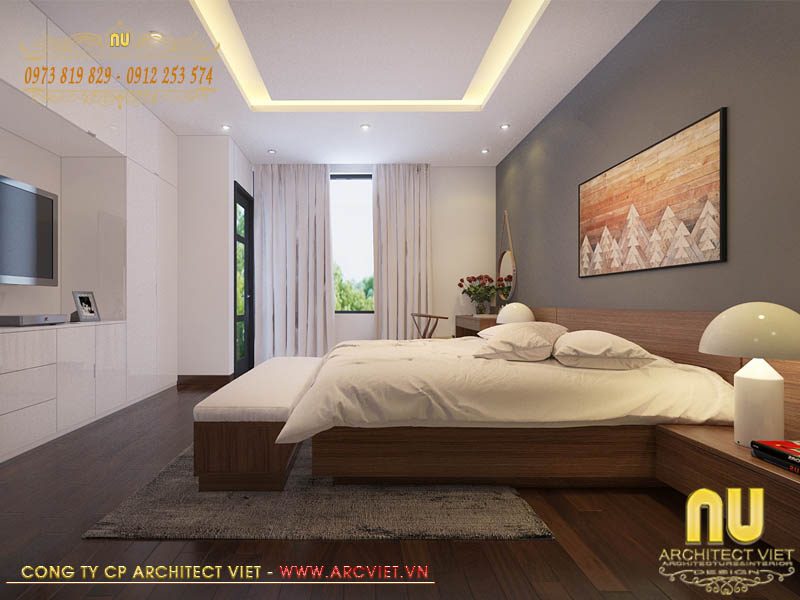 Không gian phòng ngủ mẫu thiết kế nhà 3 tầng 5x10m thoáng sáng thiết kế nhà 3 tầng 5x10m