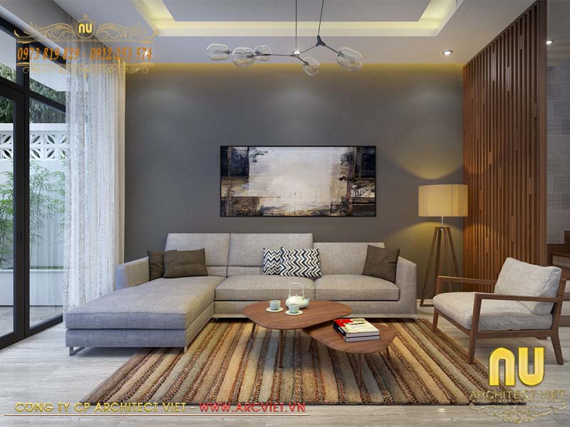 Thiết kế nội thất phòng khách mẫu thiết kế nhà 3 tầng 5x10m đơn giản, hiện đại thiết kế nhà 3 tầng 5x10m