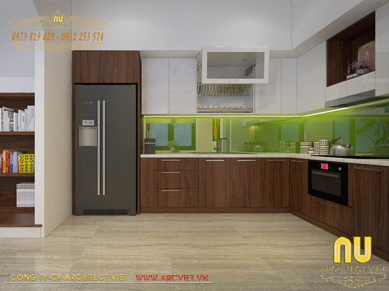 Nội thất phòng bếp mẫu thiết kế nhà 3 tầng 5x10m hiện đại tiện nghi thiết kế nhà 3 tầng 5x10m
