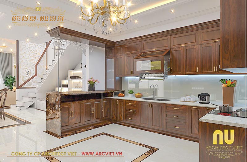 Trang thiết bị nội thất nhà bếp mẫu thiết kế nhà 4x14 hiện đại và sang trọng thiết kế nhà 4x14