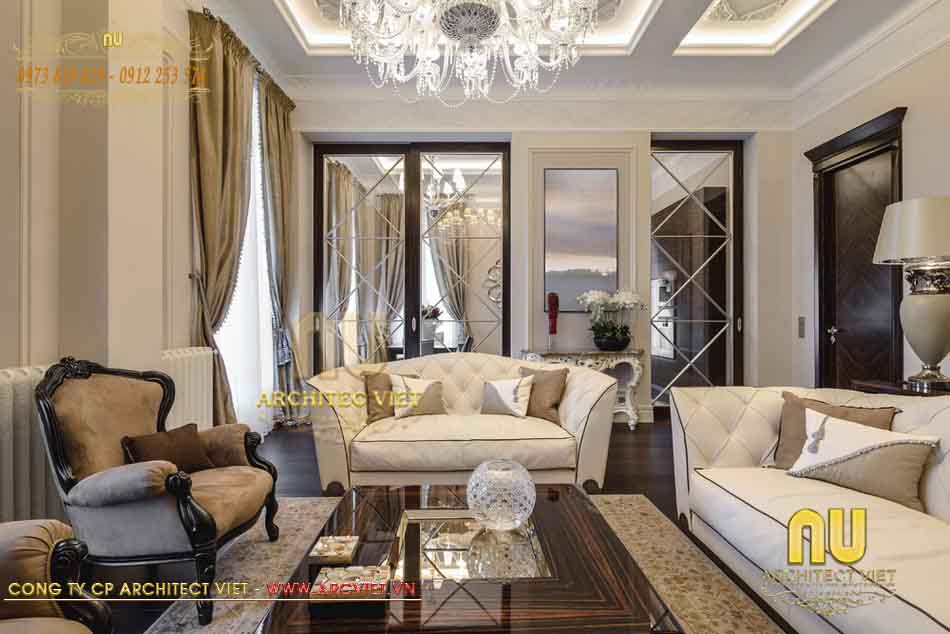 Nội thất phòng khách trong mẫu thiết kế nhà ở 2 tầng thiết kế nhà ở 2 tầng