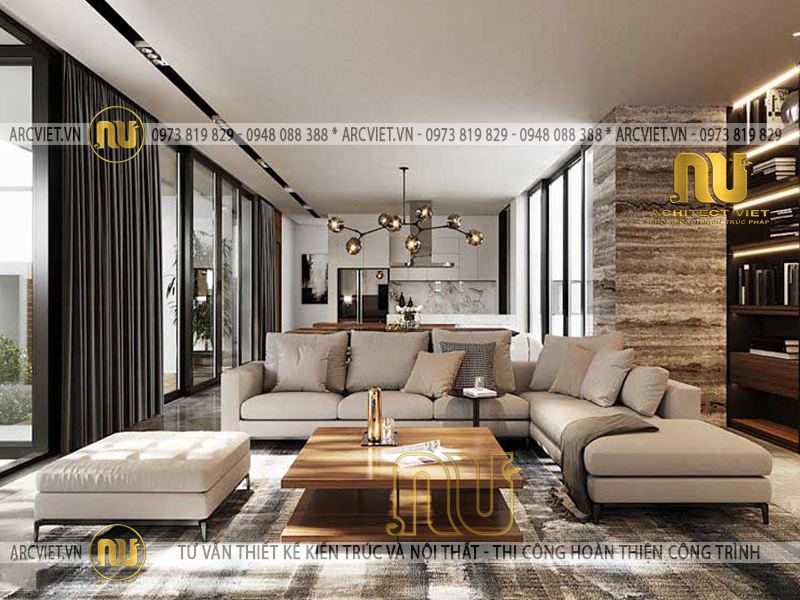Nội thất phòng khách trong biệt thự 2 tầng hiện đại 12x15m biệt thự 2 tầng hiện đại 12x15m