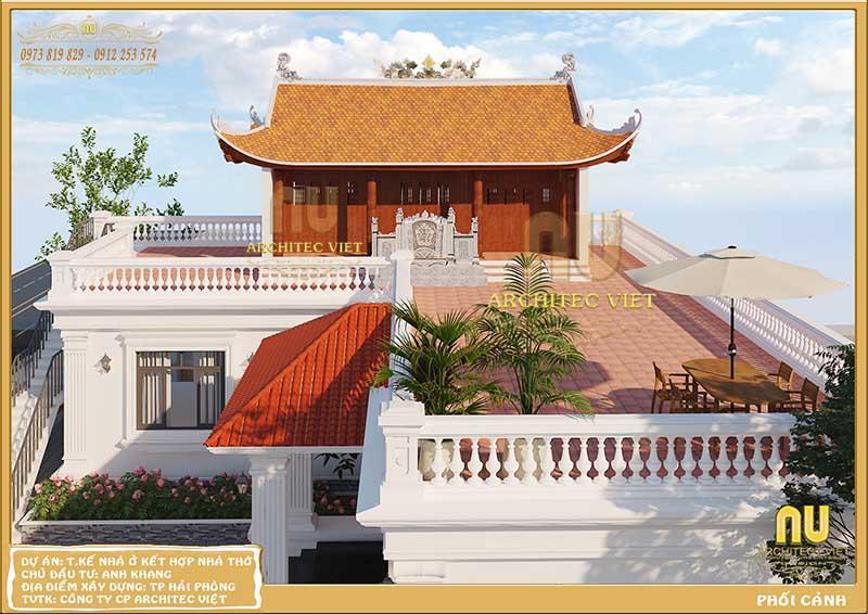 Nhà thờ họ và nhà ở đảm bảo riêng tư, không ảnh hưởng đến nhau. Mẫu nhà thờ 3 gian đẹp