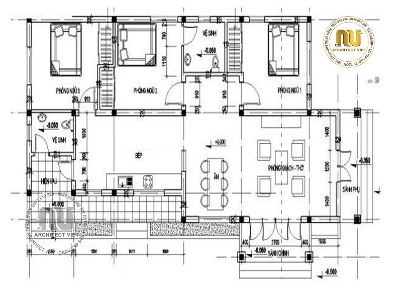 Mặt bằng kiến trúc tổng thể. biệt thự 1 tầng ở quê