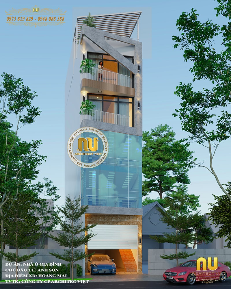 Mẫu mặt tiền nhà ống 5x17m 6 tầng được thiết kế trang trọng tinh tế 