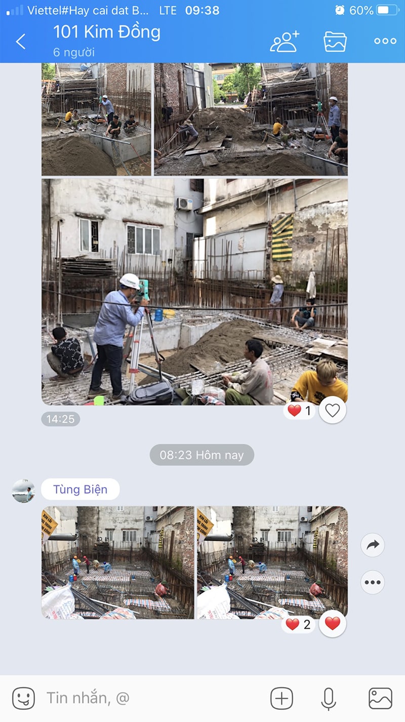 Những hình ảnh thi công thực tế tại công trình 101 Kim Đồng Giáp Bát Hoàng Mai Hà Nội