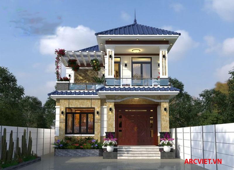 Mẫu thiết kế nhà 2 tầng 9x10m đẹp