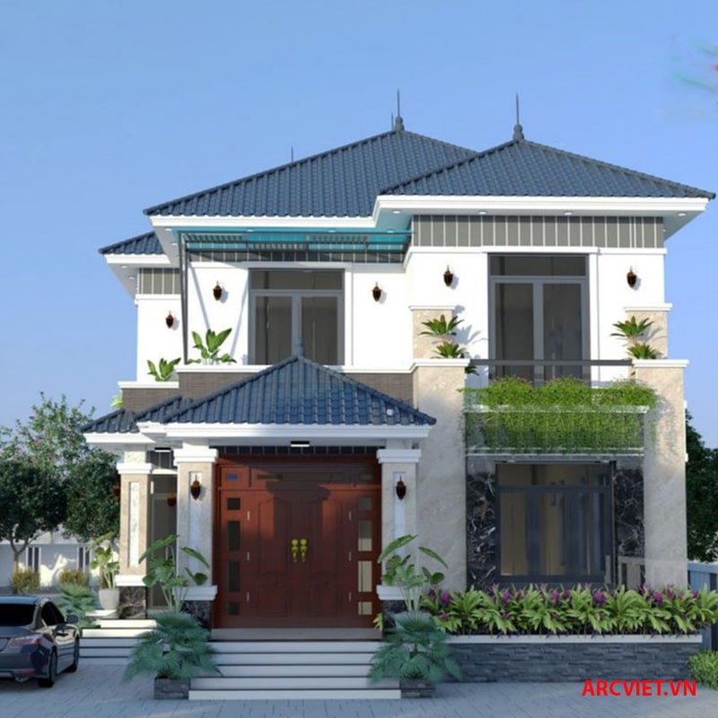 Mẫu thiết kế nhà 2 tầng 9x10m đẹp