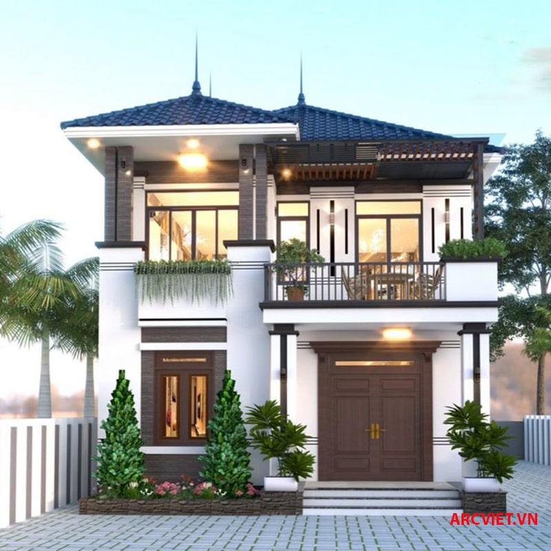 Mẫu thiết kế nhà 2 tầng 9x10m đẹp
