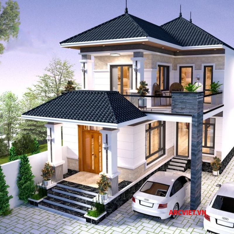 Mẫu thiết kế nhà 2 tầng 9x10m đẹp