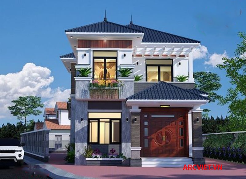 Mẫu thiết kế nhà 2 tầng 9x10m đẹp
