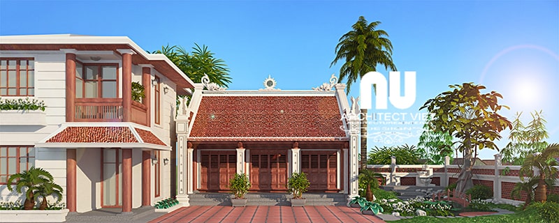 Gia đình chú Bính có quỹ đất khá rộng vậy nên ngôi nhà thờ họ 3 gian và nhà ở được thiết kế cửa chính quay ra hướng nam theo chuẩn phong thủy nhà thờ 