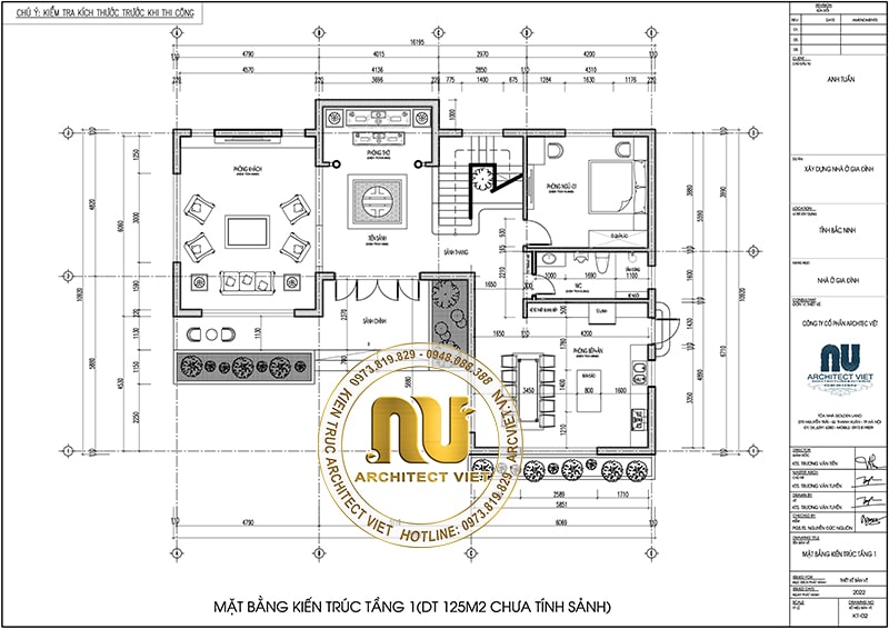 Mặt bằng công năng sử dụng trong ngôi biệt thự 3 tầng có 6 phòng ngủ