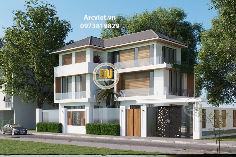 Ngôi biệt thự 3 tầng mái nhật của nhà anh Đức được thiết kế với 4 phòng ngủ