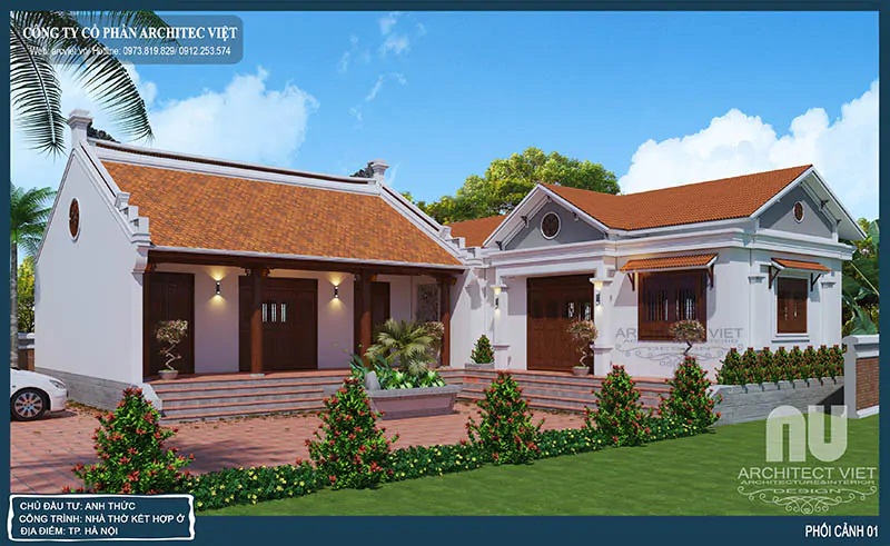 Mẫu nhà thờ 3 gian giả gỗ