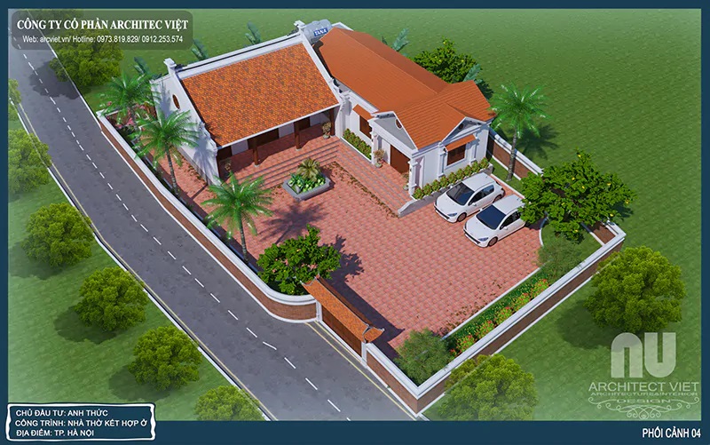 Mẫu nhà thờ 3 gian giả gỗ