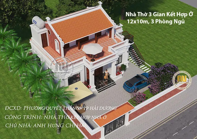 Nhà thờ bê tông giả gỗ 2 tầng