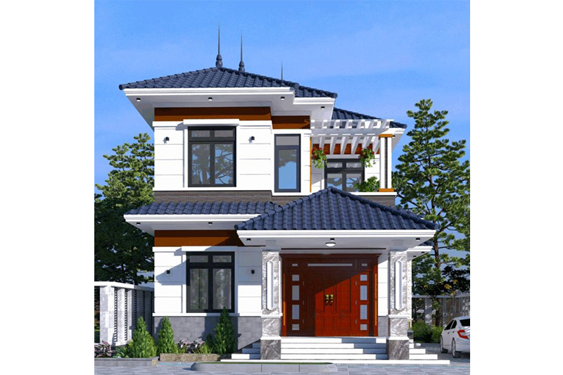 Mẫu nhà 2 tầng mái Nhật 100m2