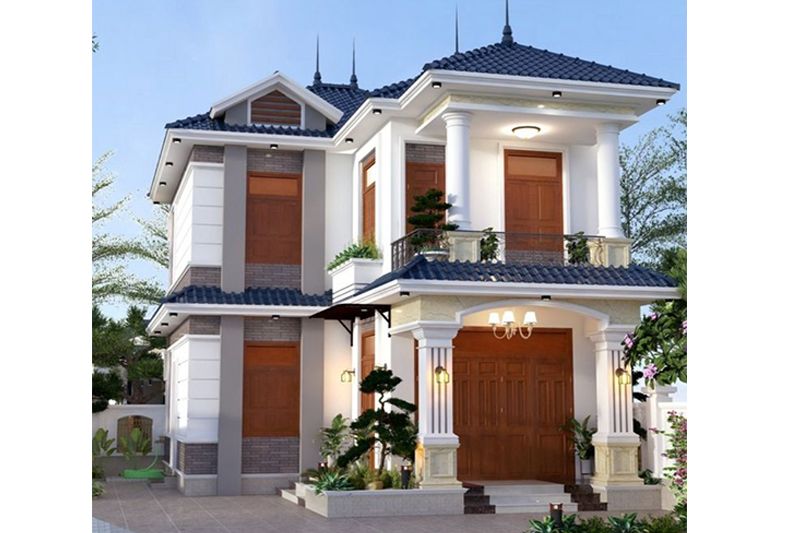 Mẫu nhà 2 tầng mái Nhật 100m2