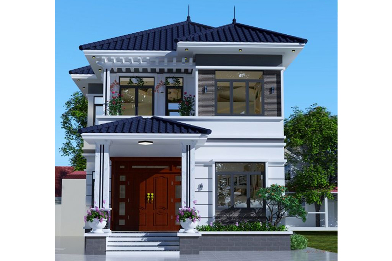 Mẫu nhà 2 tầng mái Nhật 100m2