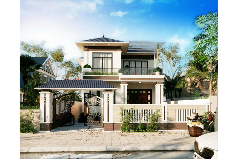 Mẫu nhà 2 tầng mái Nhật 100m2