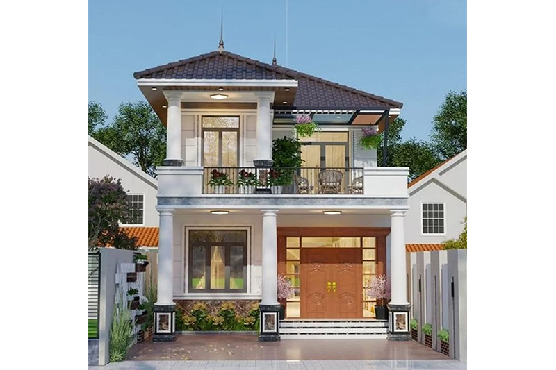 Mẫu nhà 2 tầng mái Nhật 100m2