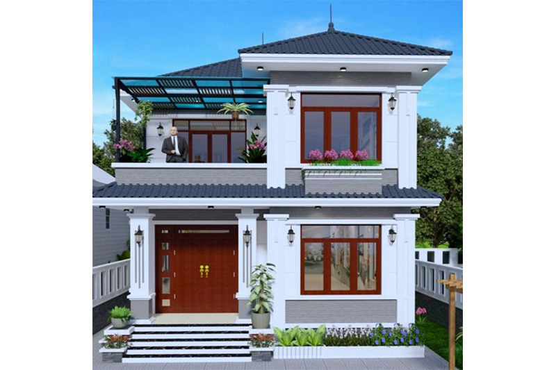 Mẫu nhà 2 tầng mái Nhật 100m2